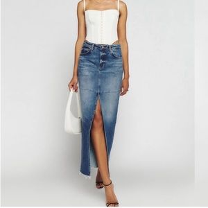 Reformation Blue Denim Maxi Skirt